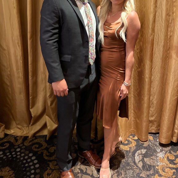 Rust Midi Slip Dress - Picture 2 of 4